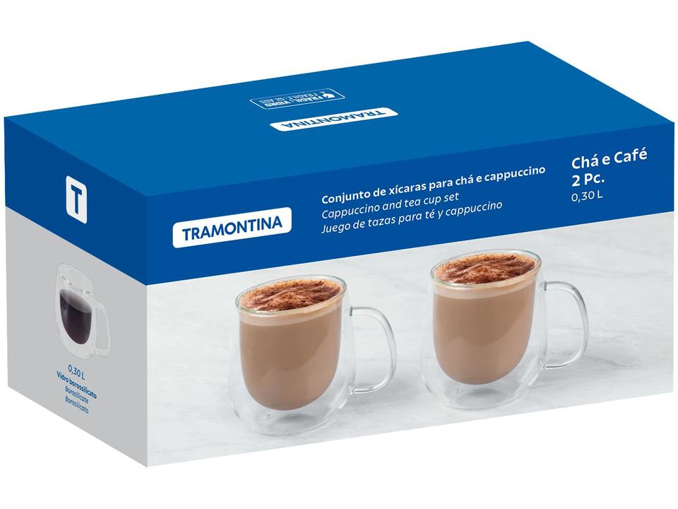Jogo de Xícaras de Chá e Capuccino 300ml Tramontina Vidro Duplo 64760450 2 Peças - 3