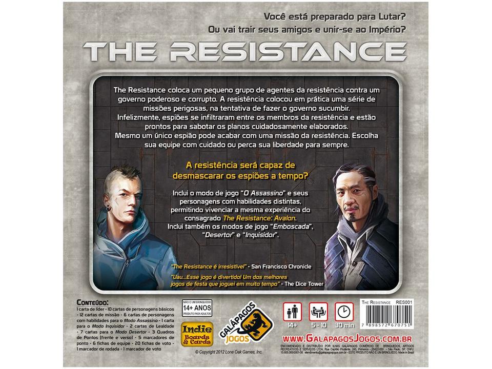 Jogo The Resistance Galápagos 76 Peças - 2