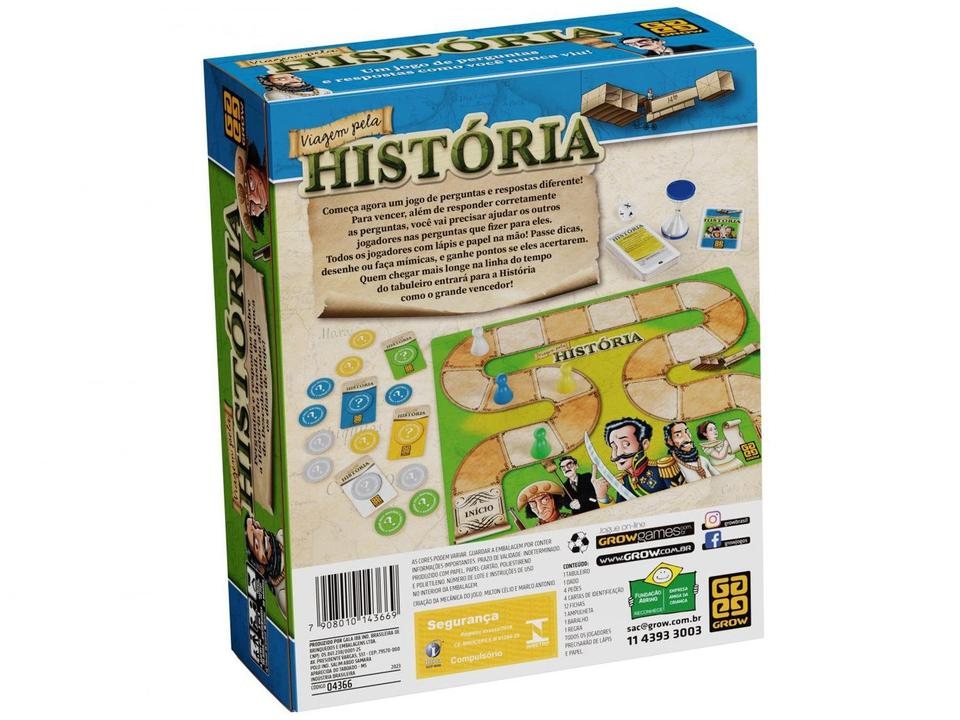 Jogo Viagem Pela História Tabuleiro Grow - 6