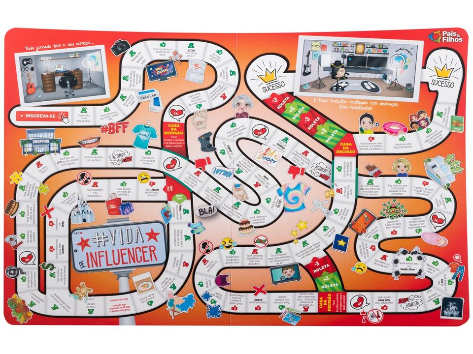 Jogo Vida de Influencer Tabuleiro Pais e Filhos - 2