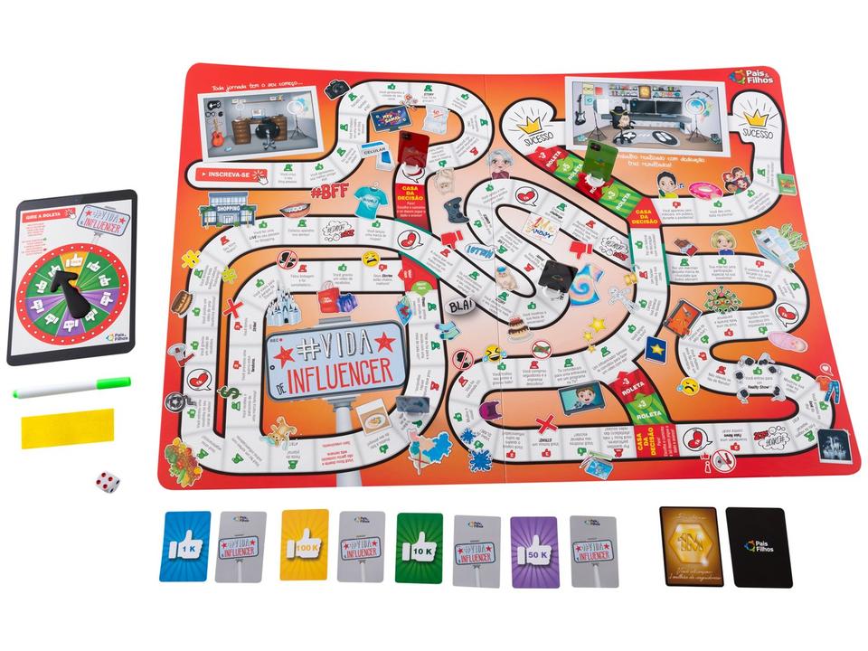 Jogo Vida de Influencer Tabuleiro Pais e Filhos - 1