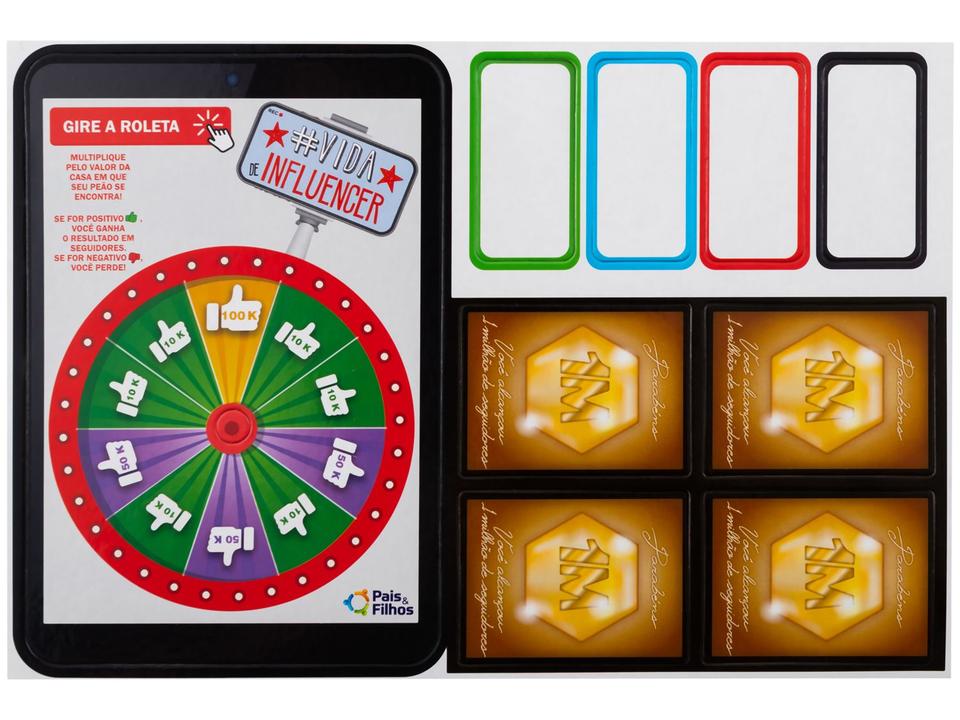 Jogo Vida de Influencer Tabuleiro Pais e Filhos - 10