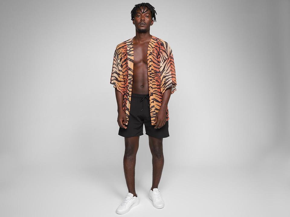 Kimono Vista Magalu Tule Animal Print Tigre - 5