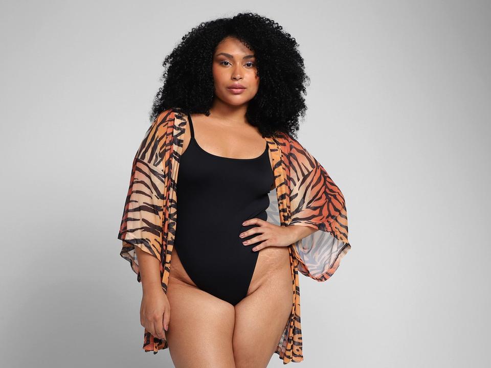Kimono Vista Magalu Tule Animal Print Tigre - 2