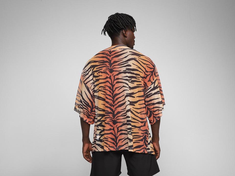 Kimono Vista Magalu Tule Animal Print Tigre - 3