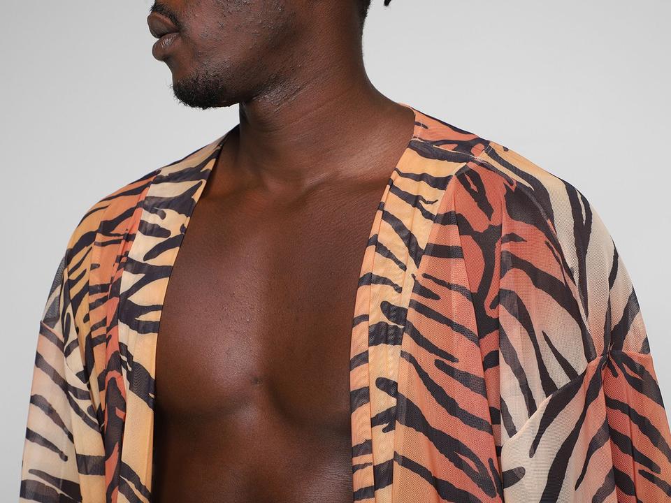 Kimono Vista Magalu Tule Animal Print Tigre - 4