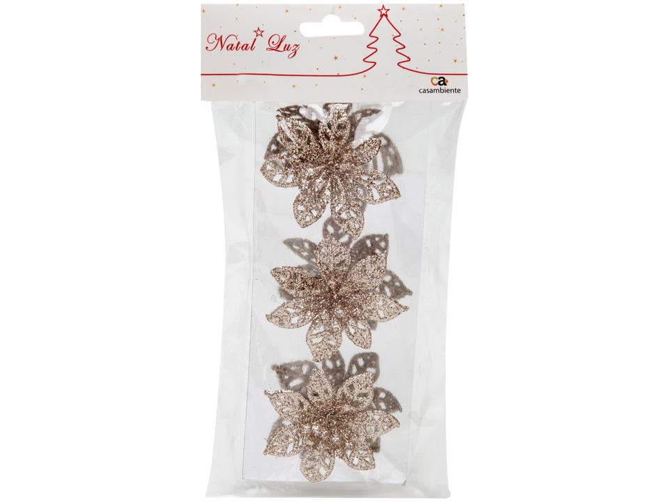 Kit 3 Enfeites para Árvore de Natal Flor - 5