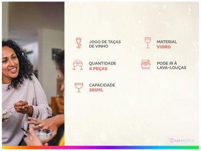 Kit 6 Taças Vidro Para Vinho/ Água 385Ml Nadir Figueiredo - 1