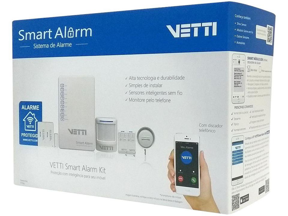 Kit Alarme Residencial/Comercial Vetti - com Discador de Linha Fixa GSM 3G Smart 3 Sensores - 7