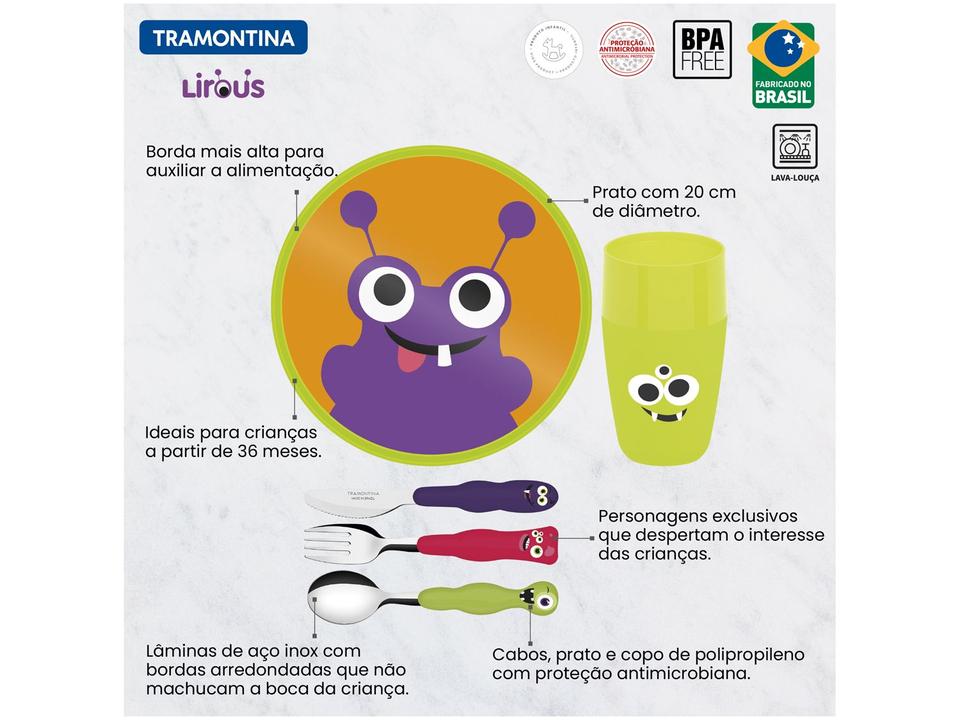 Kit Alimentação Infantil 5 Peças Lirous Tramontina Colorido - 3