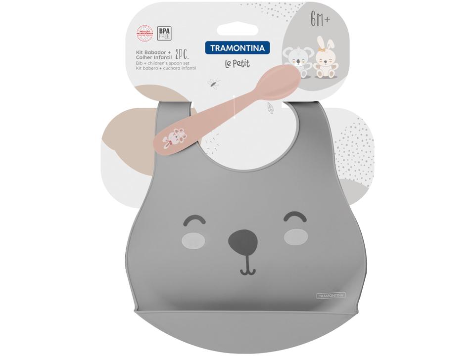 Kit Babador de Silicone Tramontina Coelho Le Petit com Colher - 2