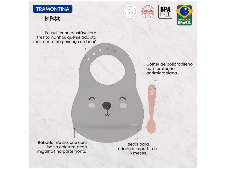 Kit Babador de Silicone Tramontina Coelho Le Petit com Colher - 3