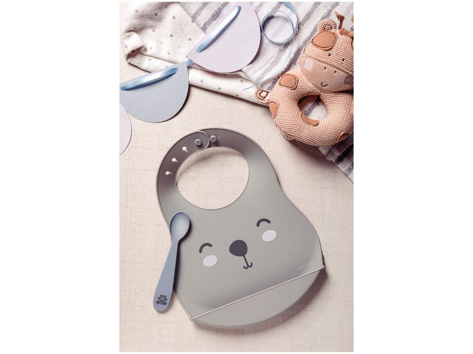 Kit Babador de Silicone Tramontina Urso Le Petit com Colher - 1