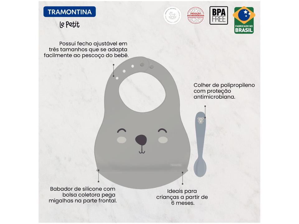 Kit Babador de Silicone Tramontina Urso Le Petit com Colher - 3