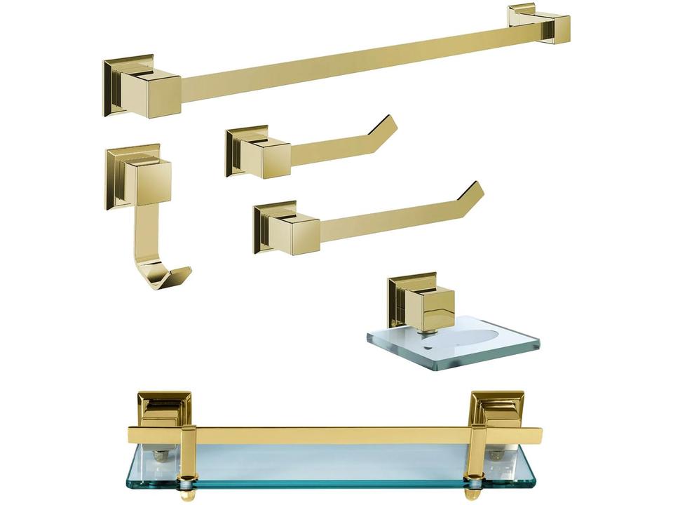 Kit Banheiro Inox Ducon Metais Gold GO5001 - Dourado 6 Peças