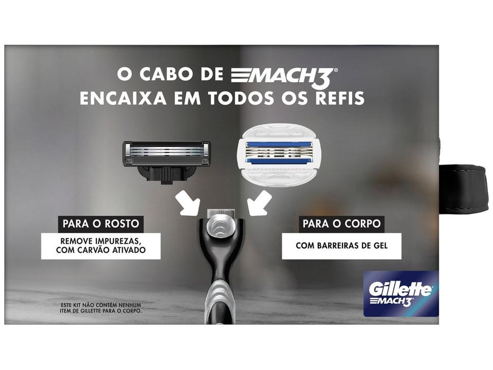 Kit Carga para Aparelho de Barbear Gillette Mach 3 Carbono 10 Unidades  com Necessaire - 9