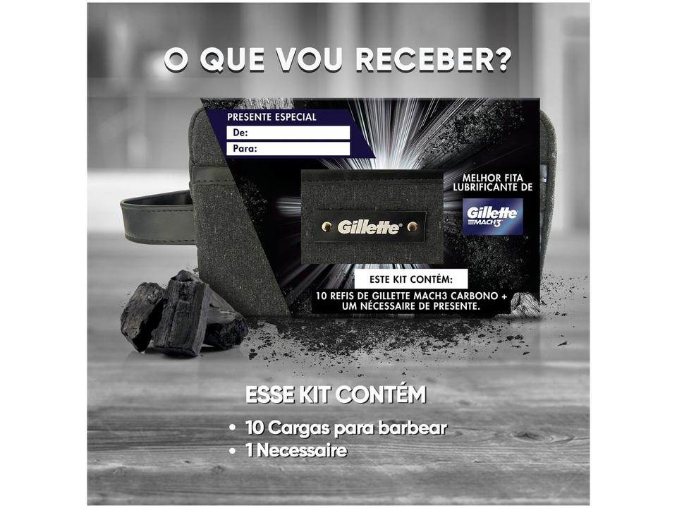 Kit Carga para Aparelho de Barbear Gillette Mach 3 Carbono 10 Unidades  com Necessaire - 7