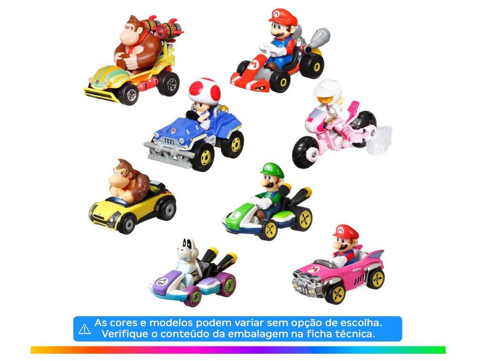 Kit com 4 Carros Surpresa Hot Wheels Mario Kart Mattel - 1