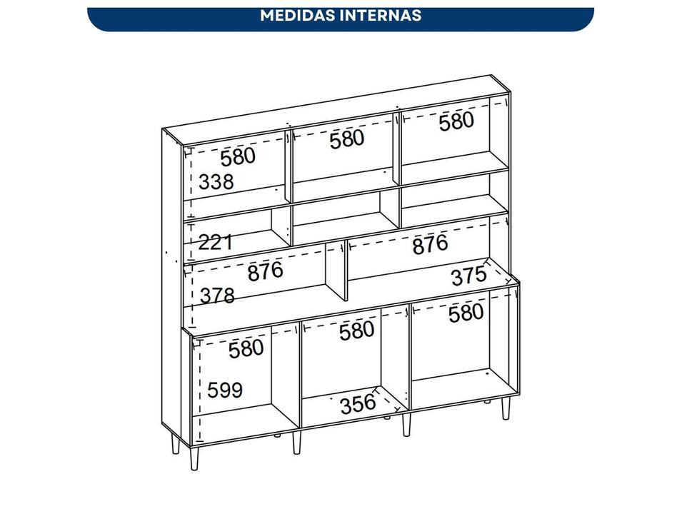 Kit Cozinha Poliman Móveis Helena com Balcão com Tampo 12 Portas 1 Gaveta - 5