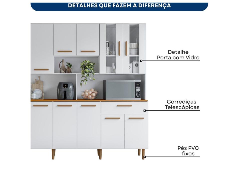 Kit Cozinha Poliman Móveis Helena com Balcão com Tampo 12 Portas 1 Gaveta - 2