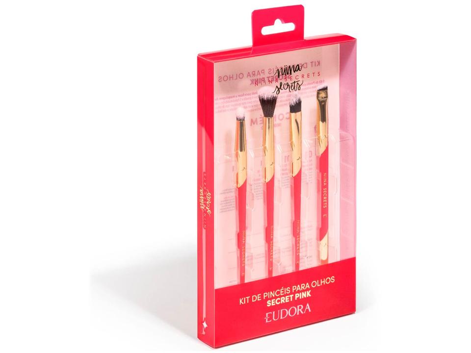 Kit de Pincéis para Maquiagem Eudora Niina Secrets Secret Pink 4 Peças - 5