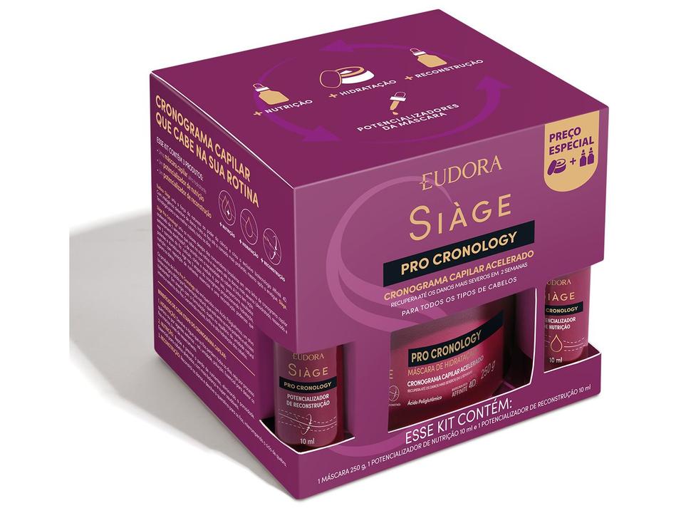 Kit de Tratamento Capilar Eudora Siàge Pro Cronology Máscara Potencializador de Nutrição Potencializador de Reconstrução - 6