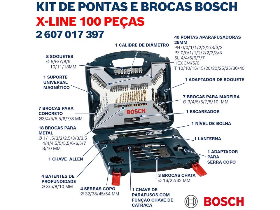 Kit Ferramentas Bosch 100 Peças X-Line - 14