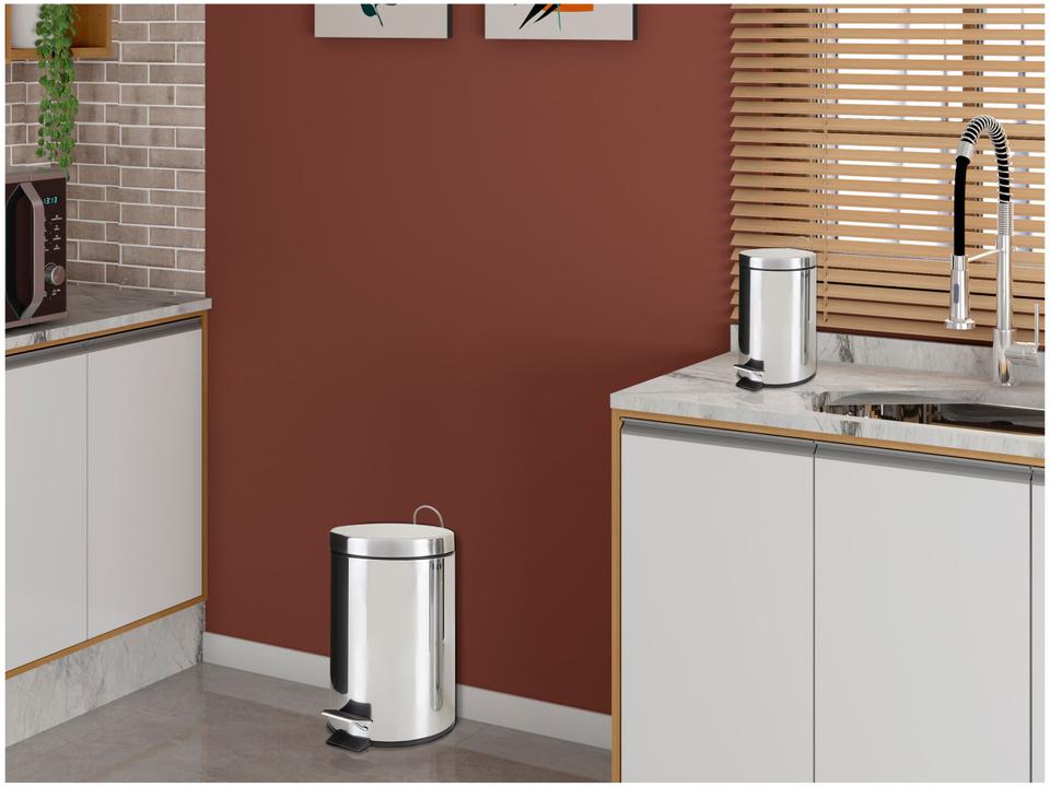 Kit Lixeira Inox com Pedal e Tampa 3L e 12L 2 Peças Brinox Standard - 1