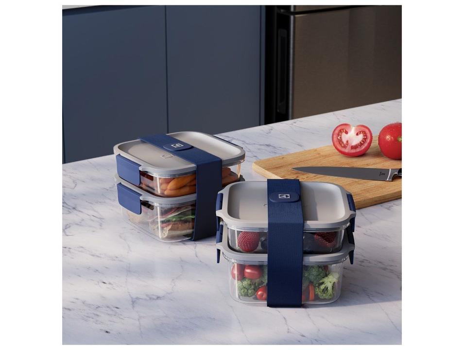 Kit Marmitas Empilháveis Electrolux Lunch Box Azul 2 Peças - 3