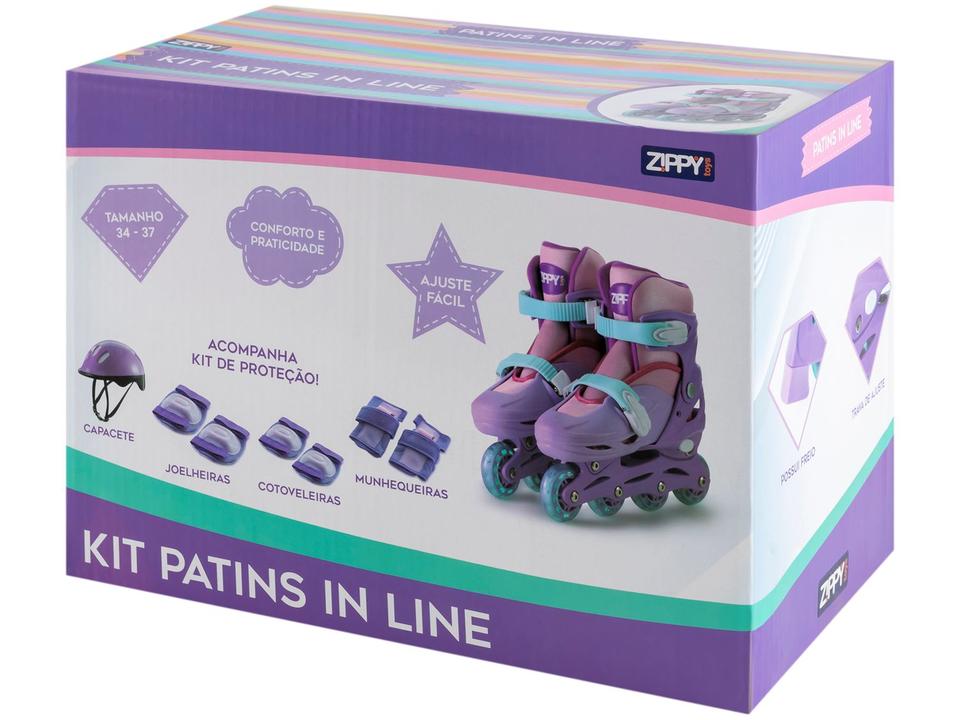 Kit Patins Infantil In Line Zippy Toys Rosa - 13