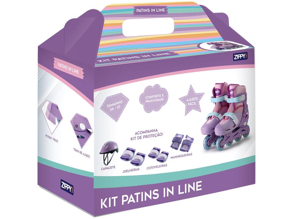 Kit Patins Infantil In Line Zippy Toys Rosa - 3