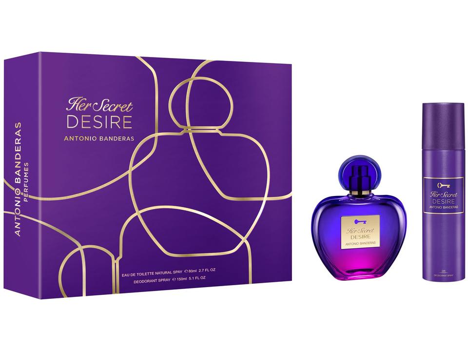 Kit Perfume Feminino Banderas Her Secret Desire - Eau de Toilette 80ml com Desodorante