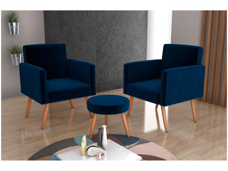 Kit Poltronas com Puff Moderno Matrix Dallas - 1