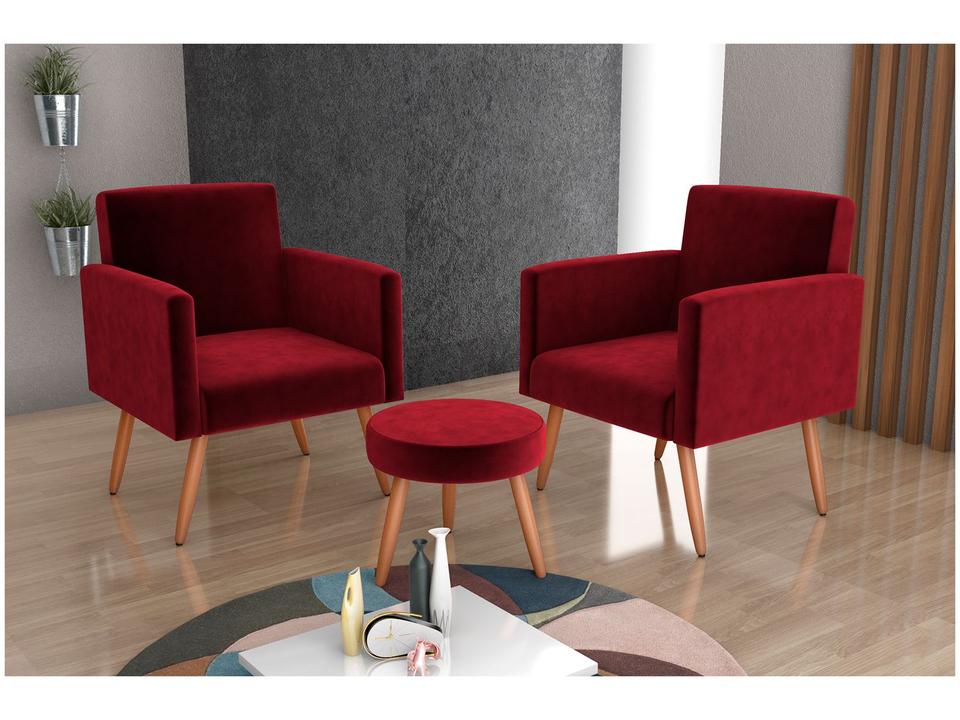 Kit Poltronas com Puff Moderno Matrix Dallas - 1