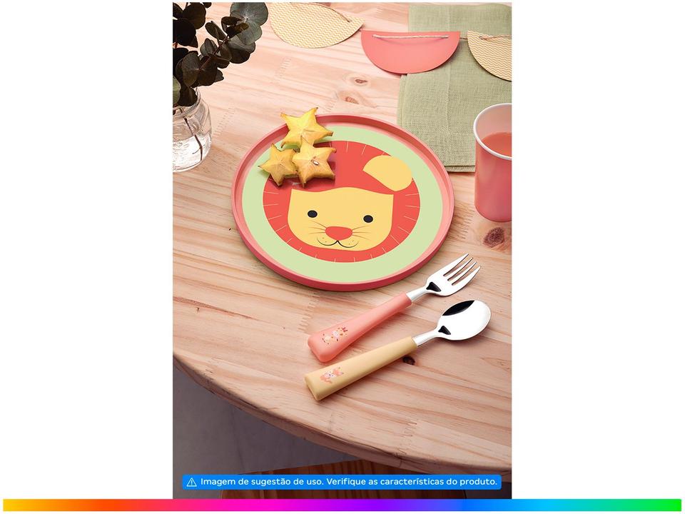 Kit Prato Infantil 3 Peças Tramontina Leão Baby Friends com Garfo com Colher - 1