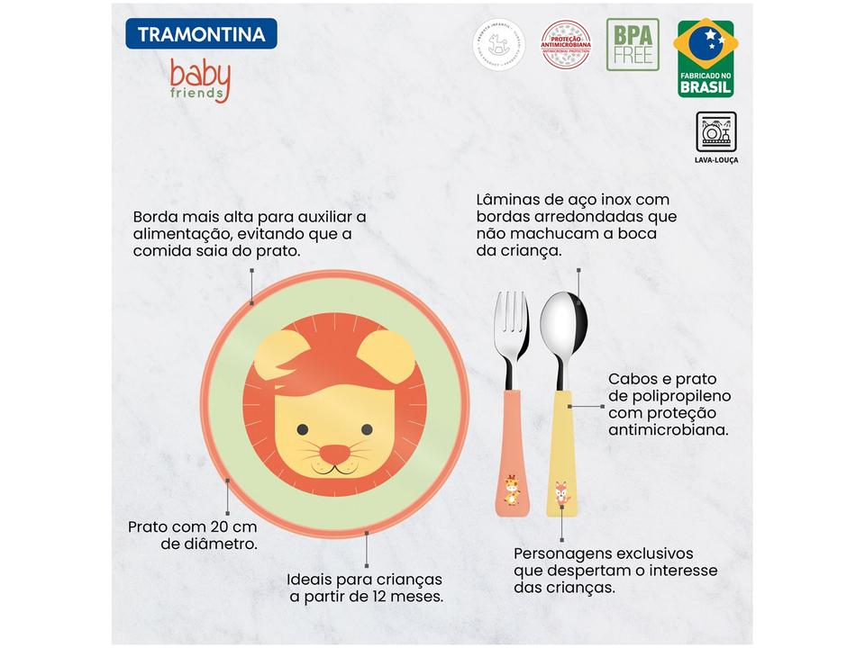 Kit Prato Infantil 3 Peças Tramontina Leão Baby Friends com Garfo com Colher - 3