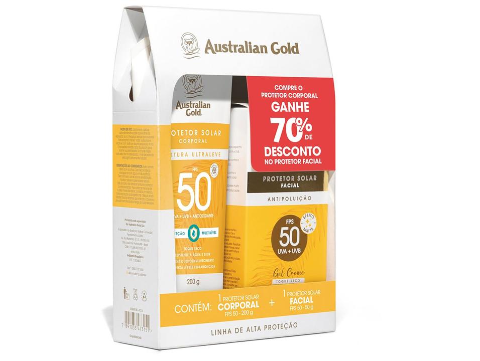Kit Protetor Solar Corporal FPS 50 e Facial FPS 50 Australian Gold Alta Proteção - 2