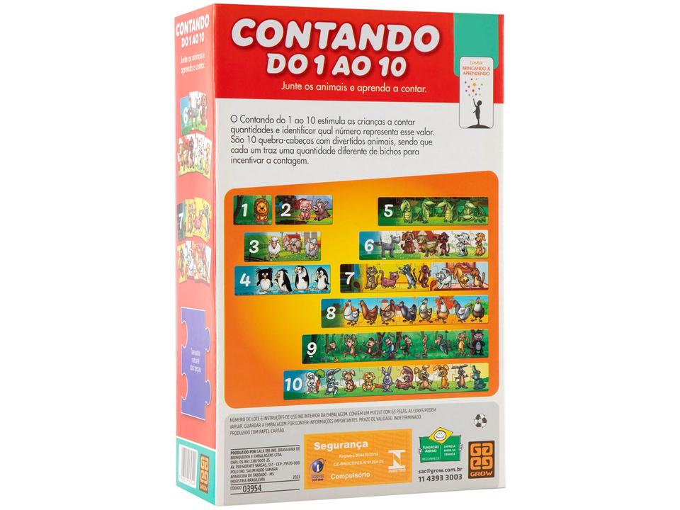 Kit Quebra-cabeça Contando do 1 ao 10 Grow - 5
