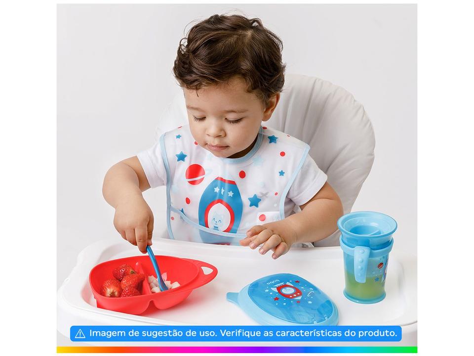 Kit Refeição Infantil Buba Foguete 3 Peças Azul e Vermelho - 2