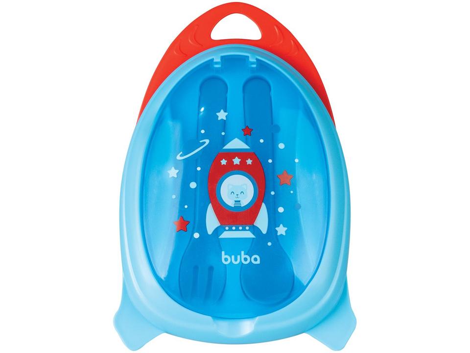 Kit Refeição Infantil Buba Foguete 3 Peças Azul e Vermelho - 3