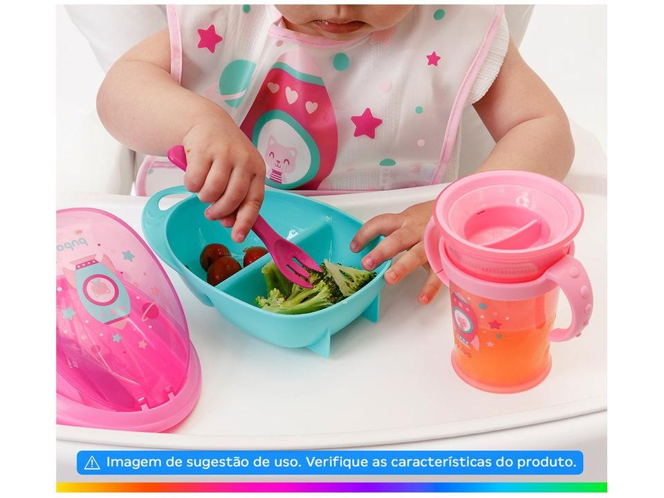 Kit Refeição Infantil Buba Foguete 3 Peças Rosa - 2