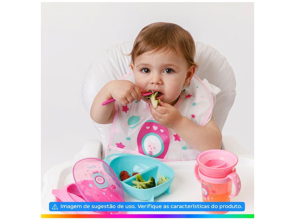 Kit Refeição Infantil Buba Foguete 3 Peças Rosa - 1