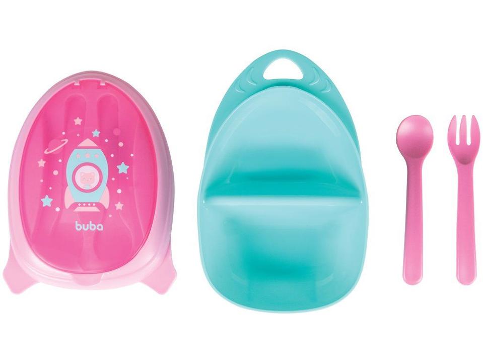 Kit Refeição Infantil Buba Foguete 3 Peças Rosa - 6