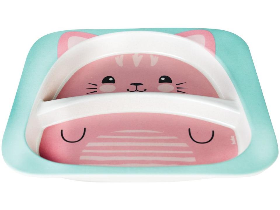 Kit Refeição Infantil Buba Gatinho 4 Peças Rosa - 6