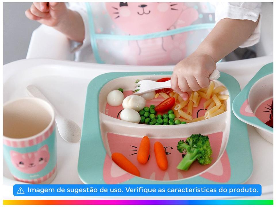 Kit Refeição Infantil Buba Gatinho 4 Peças Rosa - 2