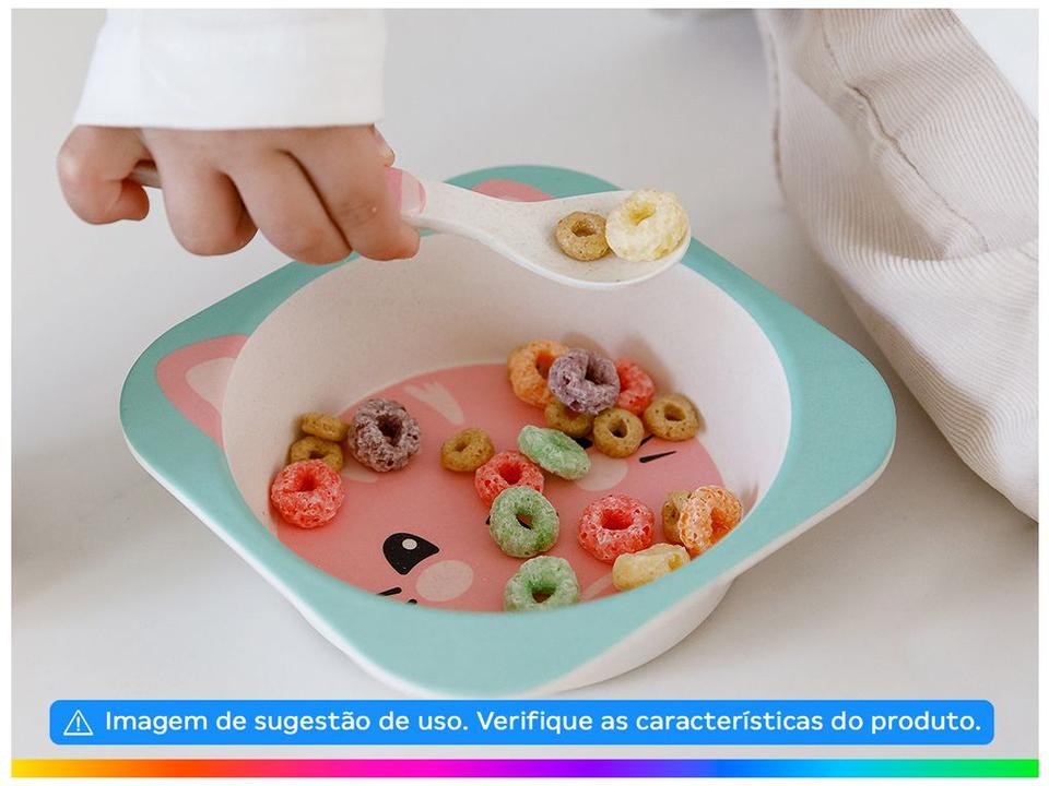 Kit Refeição Infantil Buba Gatinho 4 Peças Rosa - 3