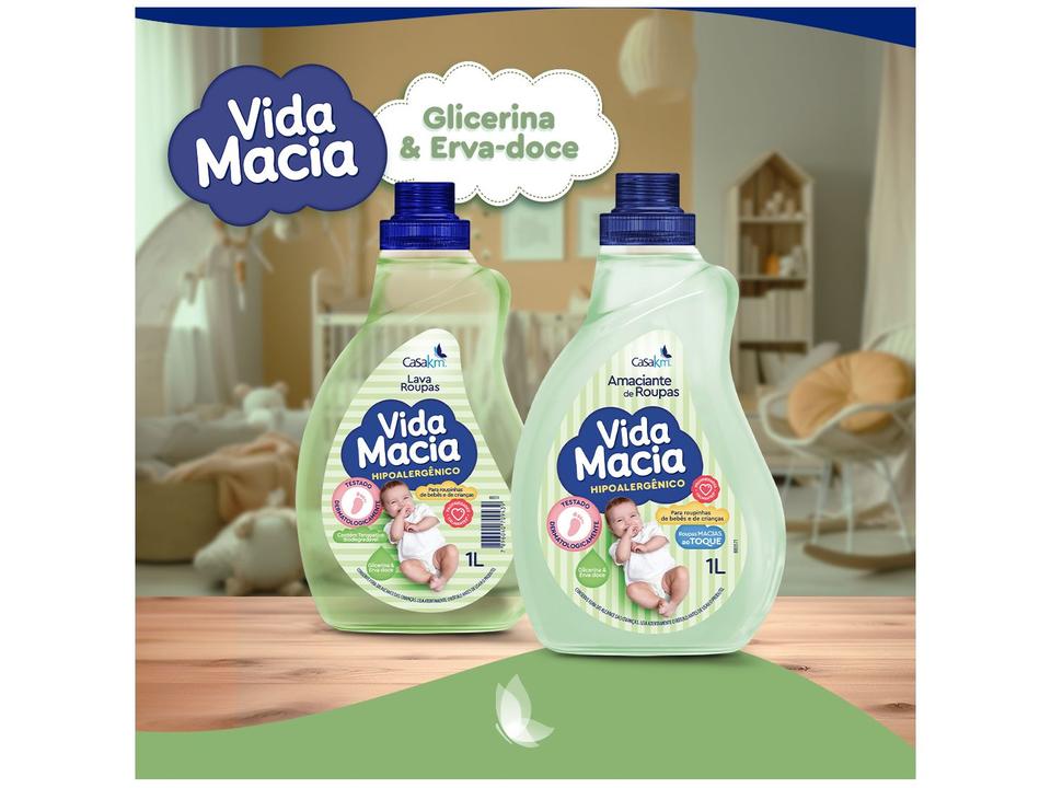 Kit Sabão e Amaciante Casakm Vida Macia Kit Lavanderia Infantil 1L - 1
