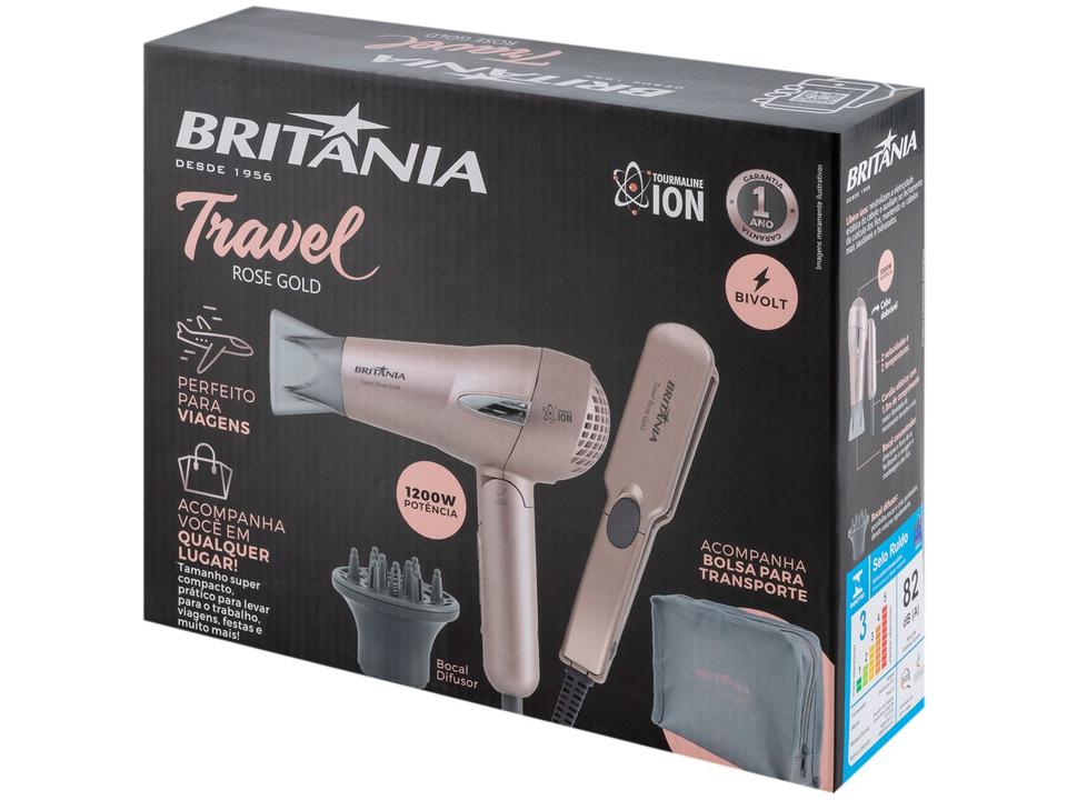 Kit Secador e Chapinha Britânia Travel Rose Gold - 21