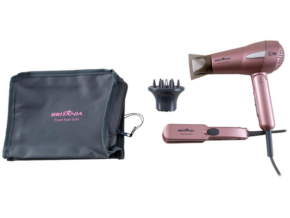 Kit Secador e Chapinha Britânia Travel Rose Gold - 13