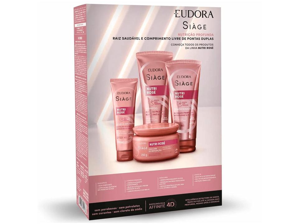 Kit Shampoo Condicionador Leave-in Eudora Siàge Nutri Rosé - 2